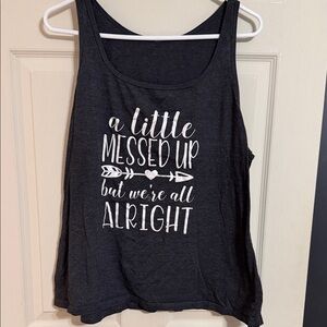 Dark Gray Graphic Scoop Neck Tank Top - Casual Comfort